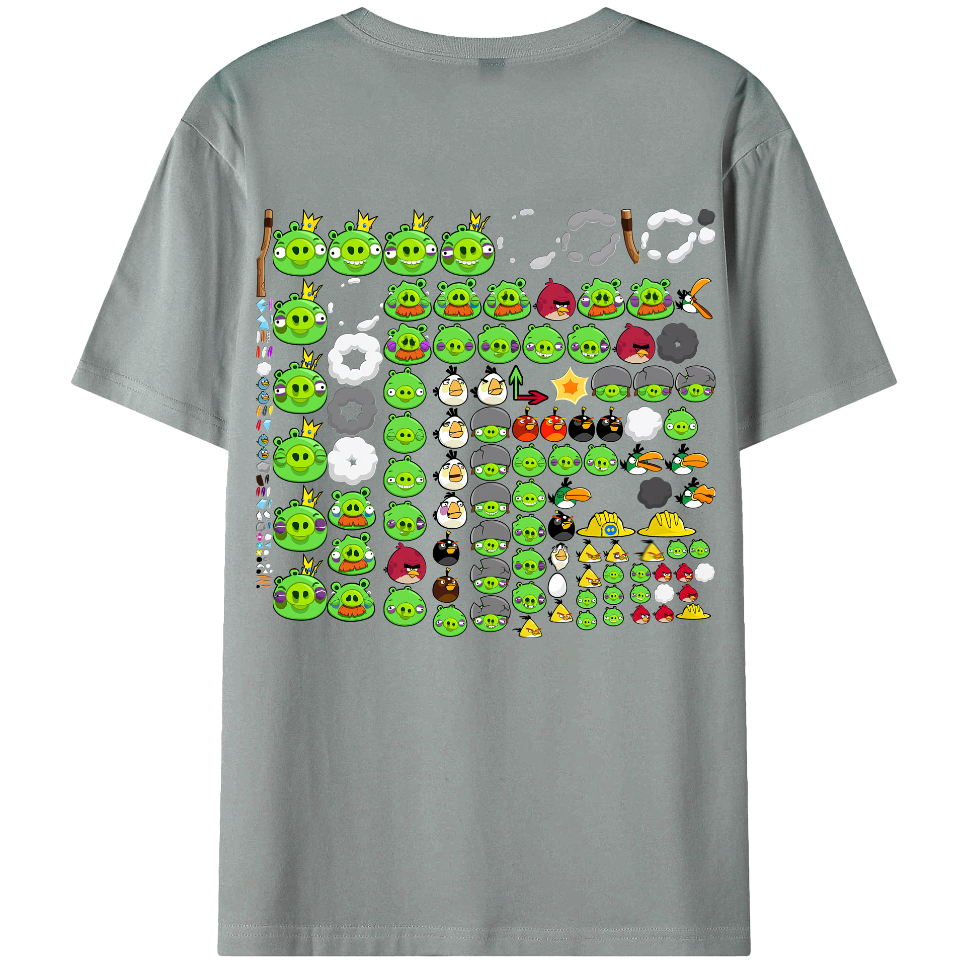 （画像用） Angry Birds アングリーバード 綿100％ メンズ半袖Tシャツ（バックプリント） 通気性